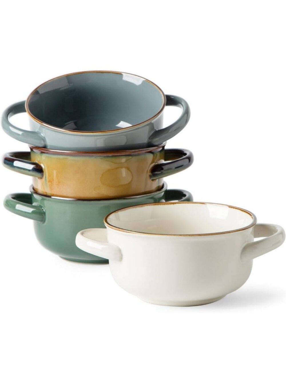 Stackable Ceramic Salad & Soup Bowls Set of 4 - 28 oz for Cereal, Pasta, Chilli